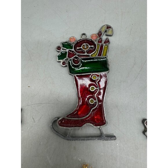 Set Of 6 Vintage Christmas-Themed Stained Resin Style Ornaments Handmade READ - Picture 3 of 16